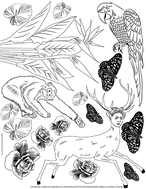stephanie mercado east los luv frida kahlo coloring book portrait collage