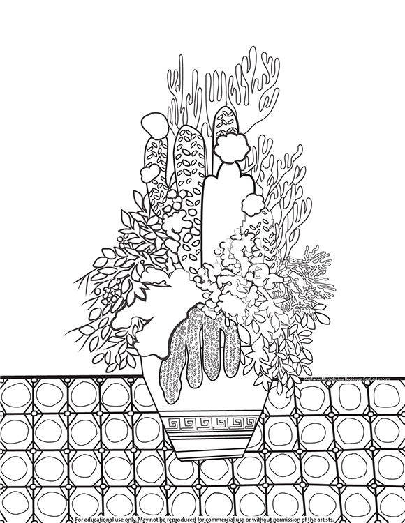 east los luv ana rodriguez cactus painting coloring sheet